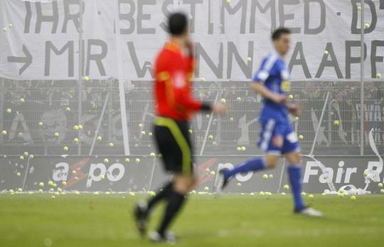 basel ultras protest tennis balls