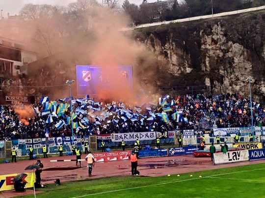 ZAGREB, CROATIA - JULY 13, 2019: Croatian league Supercup, GNK Dinamo vs. HNK  Rijeka. Armada Rijeka supporters Stock Photo - Alamy