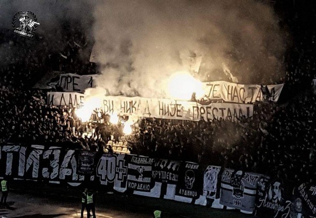 PAOK PARTIZAN FAMILY - Partizan 🇷🇸 fans at the match against Maccabi Tel  Aviv! ⚫️⚪️⚫️👏👏 #partizan #fans