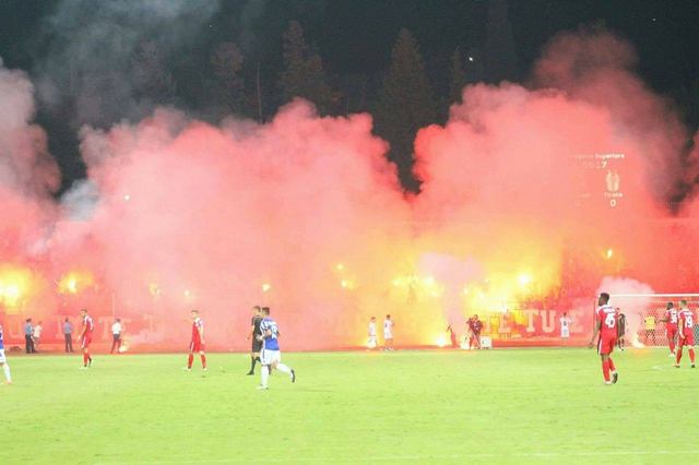 Partizanis fans cheer during the match between FK Partizani and KF News  Photo - Getty Images