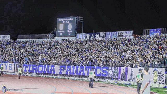 Partizanis fans cheer during the match between FK Partizani and KF News  Photo - Getty Images