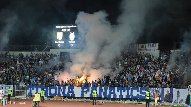 Partizanis fans cheer during the match between FK Partizani and KF News  Photo - Getty Images