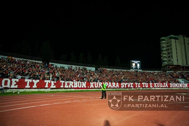 Partizanis fans cheer during the match between FK Partizani and KF News  Photo - Getty Images