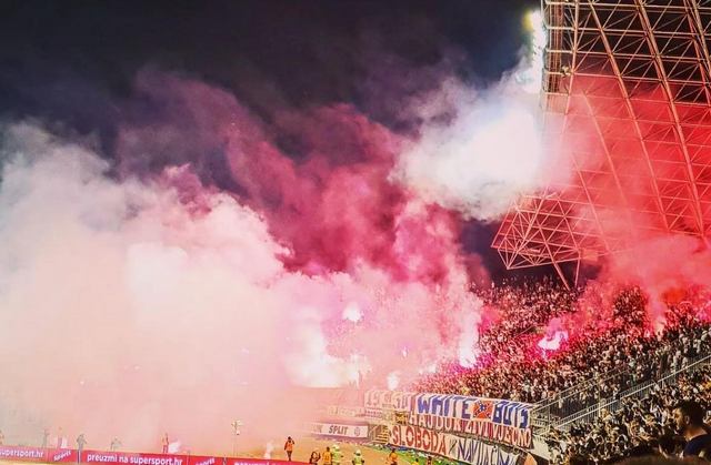 Hajduk Split training watched by 3,000 rowdy fans with flares and banners  ahead of fierce derby against Dinamo Zagreb