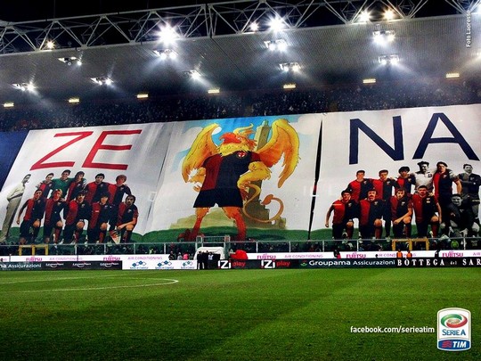 Genoa CFC fans waving flags during the derby soccer match UC Sampdoria vs CFC Genoa, in Genoa Stock Photo - Alamy